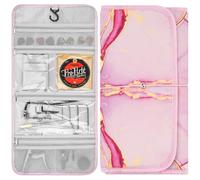 GEEKRIA Custodia portatile per accessori per chitarra, pieghevole, con tasche di facile accesso, borsa porta plettri (marmo rosa)