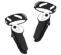 GEEKRIA Design Controller Grip Cover Zubehör kompatibel mit Pico Neo 3, Silikon Anti-Throw Grips Protector mit verstellbaren Knöchelriemen (Schwarz, 1 Paar)