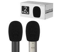 Geekria Foam Windscreen per creator, compatibile con RODE M5, NT5, NT6, NT55 - antipop in spugna, mic wind cover, filtro in spugna (nero / 2 pack)