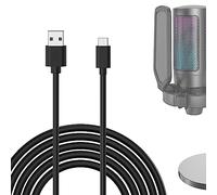 GEEKRIA for Creators - Cavo microfono da USB A a tipo C, 3 m, compatibile con cavo microfono Fifine AmpliGame A6, HyperX QuadCast S, SoloCast, Logitech G Yeti GX, TONOR TC30 (nero)