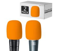 Geekria for Creators - Parabrezza in schiuma compatibile con Shure MV7, BETA 57A, BETA 58A, PGA48-QTR, antipop, protezione antivento per microfono, filtro in spugna (arancione/confezione da 2)