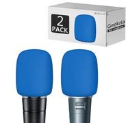 Geekria for Creators Paravento in schiuma, compatibile con Shure MV7, SM58LC, BETA 57A, BETA 58A, PGA48, PGA58, microfono anti-pop, copertura antivento, filtro in schiuma (Blu/confezione da 2)