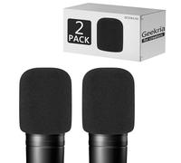 Geekria for Creators Schermo in schiuma per microfono compatibile con Audio-Technica ATH AT2020, AT2020USB, AT2035, AT2050, Antipop Windshield, Copertura microfono, Filtro in schiuma (Nero / 2 pezzi)