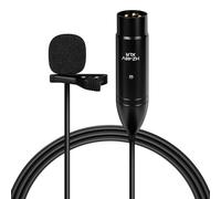 GEEKRIA Microfono lavalier XLR 48V, omnidirezionale, riduzione rumore HD, compatibile FIFINE SC3, MAONO G1 NEO, adatto videocamere, registratori (nero)