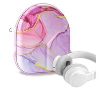 Geekria NOVA Custodia per cuffie over-ear, Borsa rigida di viaggio sostitutiva con alloggio cavi compatibile con B&O Beoplay HX, Bose QC Ultra II e altro (Marmo Rosa)
