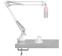 GEEKRIA per creatori braccio microfono compatibile con Razer Seiren V3 Chroma, V3 Mini, X braccio boom microfono con attacco flangia da tavolo, supporto sospeso, supporto da scrivania (bianco)