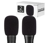 Geekria per creatori: schermo antivento in schiuma compatibile con Shure MV7, BETA 57A, BETA 58A, PGA48-QTR, PGA58-XLR, microfono anti-pop, copertura antivento, filtro in schiuma (nero / 2 pezzi)
