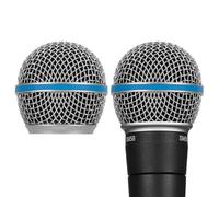Geekria per Creators Griglia di Ricambio per Shure SM58, SM58-LC, SM58S, BETA 58A, SV100, PGX24, SLX4 - Copri Testina e Griglia Sferica per Microfono (Argento/Confezione da 2)