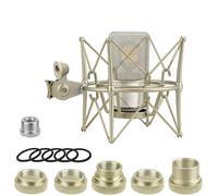 GEEKRIA per Creators Supporto antiurto per microfono compatibile con Neumann TLM 103, TLM 102, U 87 Ai, TLM 67, adattatore sospensione con pinza (Champagne/Metallo)