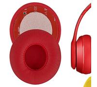 GEEKRIA QuickFit Protein Leather Ear Pads for Solo 2, Solo 2.0 On-Ear Headphones, Replacement Ear Cushion/Ear Cups/Ear Cover, Headset Earpads Repair Parts (Red)