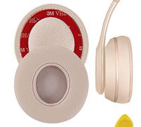 Geekria QuickFit Protein Leather Ear Pads for Solo3, Solo 3.0, Solo2 Wireless Headphones Replacement Earpads/Ear Cushion/Ear Cups, Headset Ear Cover Repair Parts (Matte Gold)
