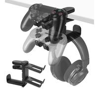Geekria Supporto 3 in 1 per PC Gaming: supporto per cuffie e controller sotto la scrivania con rotazione 360°, compatibile con Bose, Sony, AKG, JBL, Sennheiser, B&O (Nero)