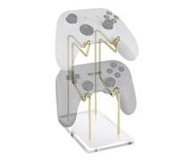 GEEKRIA Supporto doppio per controller compatibile con PS5/PS4/Xbox Series X/S/One/Switch Pro/8BitDo Pro 2, base acrilica, supporto in metallo in alluminio organizer universale per accessori per