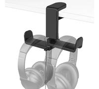 GEEKRIA Supporto doppio per cuffie da gioco per PC, supporto per cuffie da scrivania, rotazione a 360 gradi, supporto per cuffie da scrivania compatibile con Sennheiser, Bose, Beats, Razer, Sony (nero