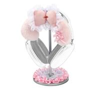 Geekria Supporto per cuffie carino, supporto per headset in morbida pelliccia con protezione soft & base stabile, appendi-cuffie kawaii per gaming, ufficio, decorazione camera (Fiocco rosa)