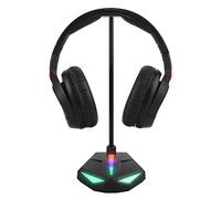 Geekria Supporto per cuffie RGB con audio surround AUX 7.1 da 3,5 mm e 3 porte USB Dual PC Gaming Headset Stand con porta di ricarica USB2.0 compatibile per Accessori da gioco