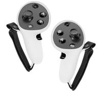 GEEKRIA VR Custodia per controller in silicone compatibile con Meta Q Pro, accessori da gioco con custodia anti-lancio, nocche da polso regolabili (grigio, 1 paio)