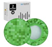 Geekria2Paia Cuffie in Tessuto Flex Copri Orecchie/Protezioni Sanitarie Lavabili ed Estensibili perCuscinetti Auricolari per Cuffie Over-Ear,Copertura Antisudore per Palestra,Giochi(MC Grass/Taglia M)