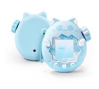 GeekShare Custodia in silicone compatibile con Tamagotchi Paradise, custodia morbida, tappi per bottoni, collana di perle e adesivi, pelle antigraffio, set di impugnature comode (Circle Cat Blu)