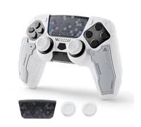 GeekShare G.S.TAC - Set di skin tattiche per controller PS5, in silicone antiscivolo, compatibile con controller wireless PS5, con 2 tappi per impugnatura per pollice e 2 adesivi, colore: bianco