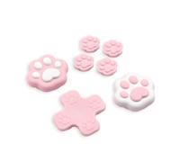 GeekShare Set di tappi per pulsanti D-Pad in silicone a forma di croce per joystick, impronte di gatto ABXY, manopole per pulsanti compatibili con console di gioco Switch 2, rosa