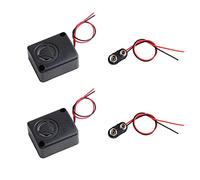 Geekstory 2PCS DC 12V 110dB Buzzer Elettronico Nero Mini Square Allarme Sirena di Assicurazione Cassaforte Antifurto+2PCS 9V Clip Batteria