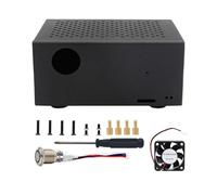 Geekworm Custodia in metallo X728-C1 con ventola di raffreddamento e pulsante di alimentazione per Raspberry Pi 4 & X728 UPS V2.5/V2.3/V2.2/V2.1/V2.0