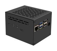 Geekworm X1205-C1 - Custodia in metallo per Raspberry Pi 5 e X1205 UPS e Active Cooler e X1001/X1003/X1004/X1015/M901/X1000 PCIe Top