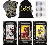 GEELBS Mazzo di tarocchi da 78 carte con guida e sacchetto di lino, set completo per la predizione della fortuna, adatto a tutti i livelli