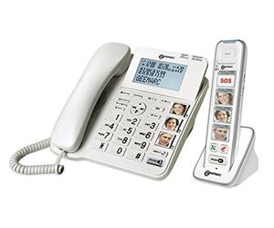 Geemarc Amplidect 295 Combi Photo - Telefono Fisso con Amplificatore e Ricevitore aggiuntivo con Grandi Tasti fotografici Personalizzabili per Anziani - Perdita dell'Udito da Bassa a Media - Versione