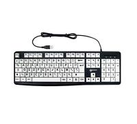 Geemarc - Tastiera alfanumerica cablata con caratteri grandi neri su ampi tasti bianchi, contrasto elevato, compatibile con Windows XP, Vista, 7, 8, 10, AZERTY