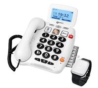 Geemarc, Telefono Senior 40 dB con Braccialetto SOS e Rilevamento Cadute, Bianco