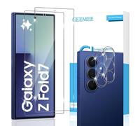 GEEMEE Pellicola proteggi schermo in vetro temperato per Samsung Galaxy Z Fold 7/Z Fold7 5G + pellicola protettiva per fotocamera, 2 + 2 pezzi, durezza 9H, pellicola in vetro temperato ad alta