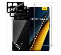 GEEMEE Pellicola Protettiva per Xiaomi Poco X6 PRO 5G, Pellicola Vetro Temperato+TPU Posteriore Protezione Schermo+Vetro Temperato Pellicola Fotocamera,【2+2+2 Pezzi】 HD Senza Bolle AntiGraffio Film