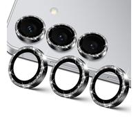 GEEMEE Pellicola Protezione Fotocamera per Samsung Galaxy S25 5G, Vetro Temperato & Bordo in Alluminio Glitter Diamantato, Disegno del Diamante Durezza 9H HD Facile da Installare - Nero