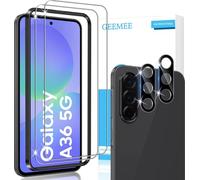 GEEMEE Pellicola Vetro Temperato per Samsung Galaxy A36 5G, 2+2 Pezzi Pellicola Protettiva + Pellicola Fotocamera (Nero), Durezza 9H HD Anti Graffi Anti-Impronte Protettiva