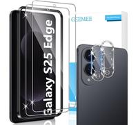 GEEMEE Pellicola Vetro Temperato per Samsung Galaxy S25 Edge, 2+2 Pezzi Pellicola Protettiva+Pellicola Fotocamera, Durezza 9H Anti Graffi Anti-Impronte Protettiva Protezione Schermo Screen Protector