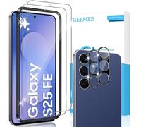 GEEMEE Pellicola Vetro Temperato per Samsung Galaxy S25 FE, 2+2 Pezzi Pellicola Protettiva + Pellicola Fotocamera (Nero), Durezza 9H HD Anti Graffi Anti-Impronte Protettiva