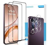 GEEMEE Pellicola Vetro Temperato per Vivo V50 Lite 4G & 5G, 2 Pezzi Pellicola Protettiva + 2 Pezzi Pellicola Fotocamera, Durezza 9H HD Anti Graffi Anti-Impronte Protettiva Protezione Schermo