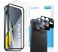 GEEMEE Pellicola Vetro Temperato per Xiaomi Poco F8 Pro, 2+2 Pezzi Pellicola Protettiva + Pellicola Fotocamera (Nero), Durezza 9H HD Anti Graffi Anti-Impronte Protettiva