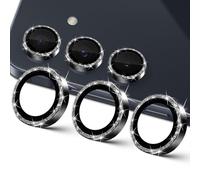 GEEMEE per Samsung Galaxy A55 5G Pellicola Protezione Fotocamera, Vetro Temperato & Bordo in Alluminio Glitter Diamantato, Disegno del Diamante Durezza 9H HD Facile da Installare - Nero