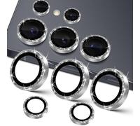 GEEMEE per Samsung Galaxy S25 Ultra 5G Pellicola Protezione Fotocamera, Vetro Temperato & Bordo in Alluminio Glitter Diamantato, Disegno del Diamante Durezza 9H HD Facile da Installare - Silver