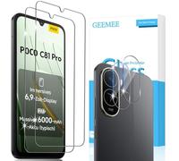 GEEMEE per Xiaomi Poco C81 Pro Pellicola Vetro Temperato, 2 Pezzi Pellicola Protettiva + 2 Pezzi Pellicola Fotocamera, 9H Anti Graffi Anti-Impronte Protettiva Protezione