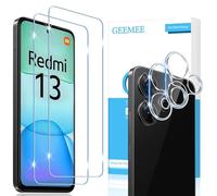 GEEMEE per Xiaomi Redmi 13 4G/Poco M6 Pellicola Vetro Temperato + Fotocamera Vetro temperato, 2+2 Pezzi 9H Protezione Schermo, Anti Graffi HD Protettiva Screen Protector