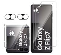 GEEMEE Vetro Temperato Protettiva per Samsung Galaxy Z Flip 7, 2+2+2 Pezzi TPU Pellicola Protettiva+ 9H Back Vetro Temperato+ Protezione Fotocamera(Nero), HD Anti Graffio Film