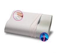 GEEMMA s.r.l. Cuscino Memory Foam Ortopedico, Modello cervicale a Doppia Onda, Alto 10 e 12 per 38x68 cm con Tessuto in Cotone sfoderabile