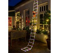 Geemoo 3 Meter Luci Decorazioni Natale con 338 LED Scala e Babbo Natale, Luci Addobbi Natale con 8 modalità, Funzione Timer e Memoria, Luci Natalizie per Finestra Esterno ed Interno (Colorate)