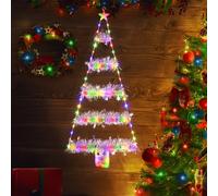 Geemoo Luci Decorazioni Natalizie con 81 cm LED Albero di Natale, Luci Natale a Batteria con, Orpelli, Timer, 8 Modalità, Luci Addobbi Natale Interno ed Esterno per Finestre, Porta, Regalo (Colorate)
