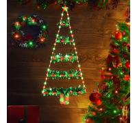 Geemoo Luci Decorazioni Natalizie con 81 cm LED Albero di Natale, Luci Natale a Batteria con, Orpelli, Timer, 8 Modalità, Luci Addobbi Natale Interno ed Esterno per Finestre, Porta (Verde & Rosso)