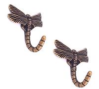 Geenite 2 ganci decorativi da parete a forma di libellula, per appendere borse, chiavi, asciugamani, accappatoi (bronzo)